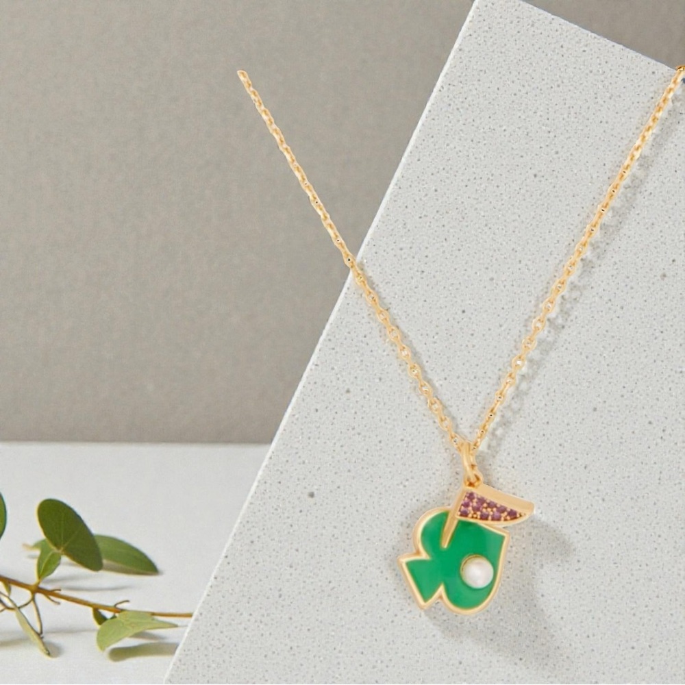 Kate Spade Hole In One Charm Pendant Gold Necklace NWT